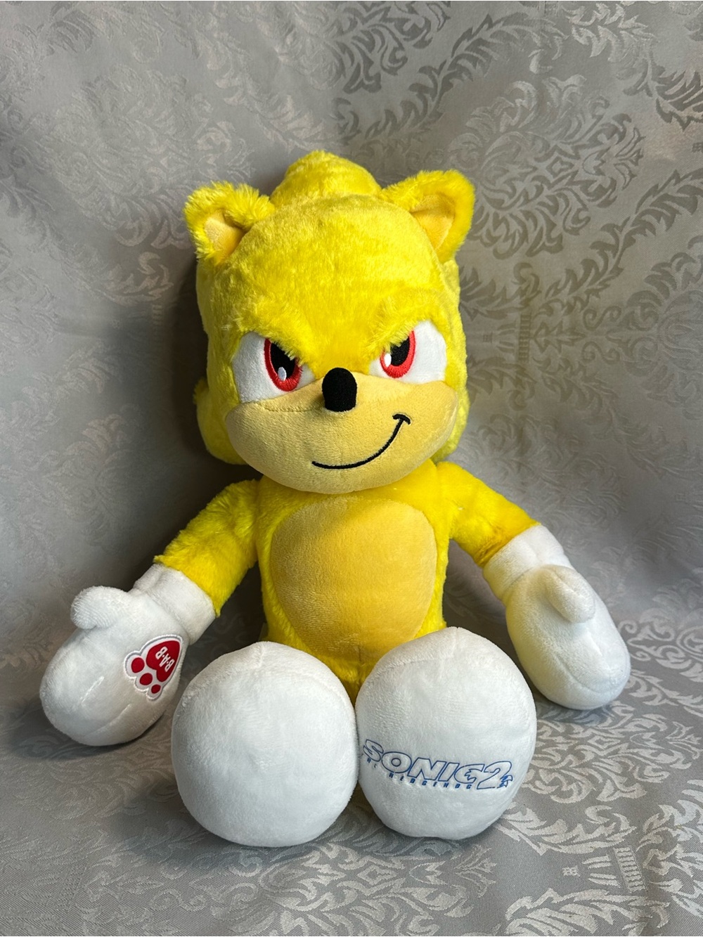 Sonic The Hedgehog 2 Build A Bear Super Sonic Yellow Plush 17" BAB Exclusive
